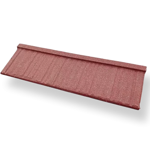 Tejas met&aacute;licas recubiertas de piedra de madera roja