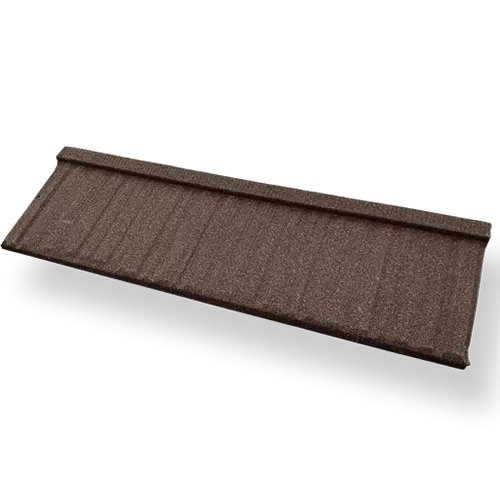 Tejas met&aacute;licas recubiertas de piedra de madera roja beige