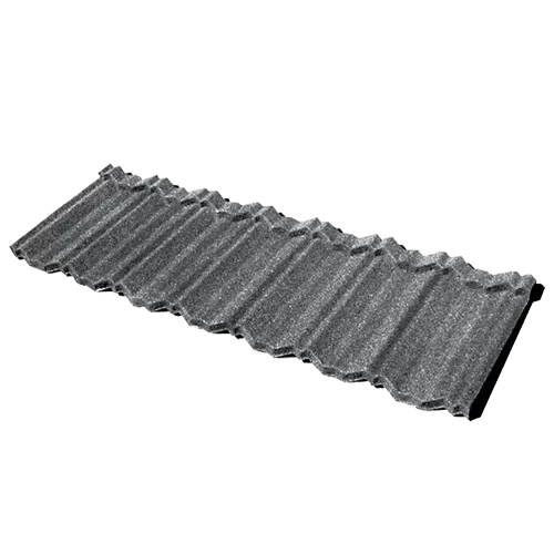 Tejas met&aacute;licas revestidas de piedra cl&aacute;sicas de siete ondas en blanco y negro